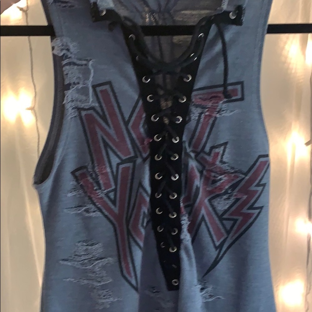 “NOT YOURS” laced tank NEVER WORN